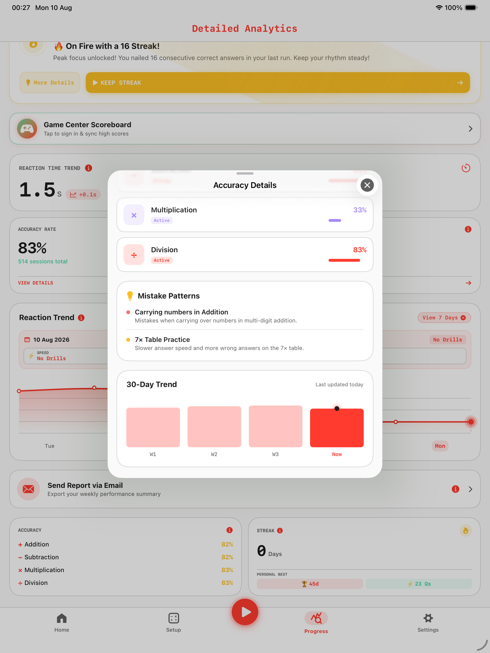 Math Speed iPad Pro Solution Speed Curves