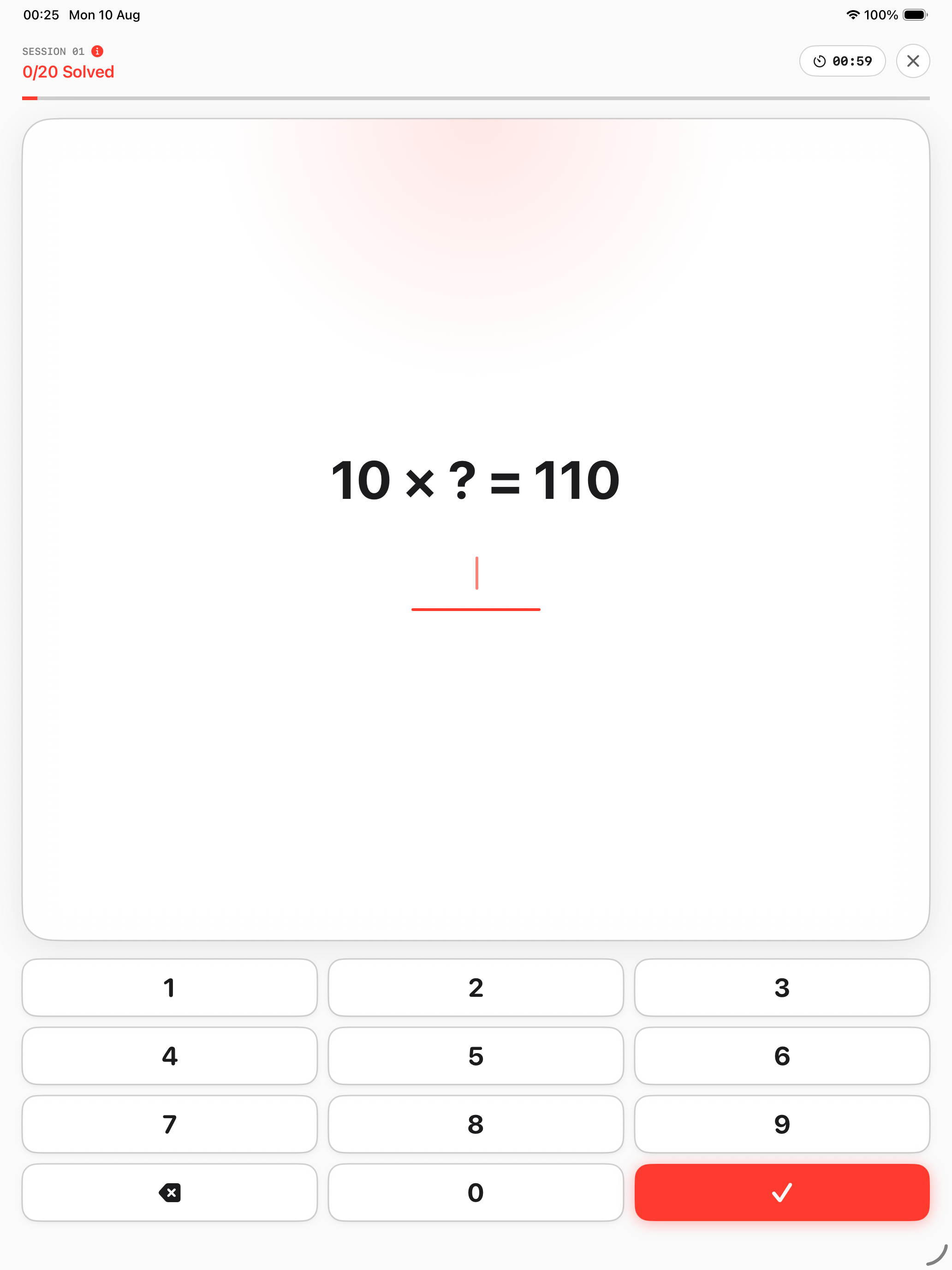 Math Speed iPad Pro Equation Drill