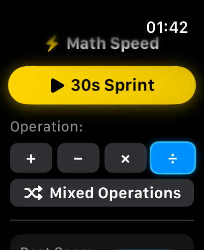 Math Speed Apple Watch Score Breakdown