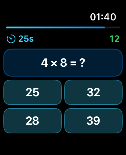 Math Speed Apple Watch Choice Buttons
